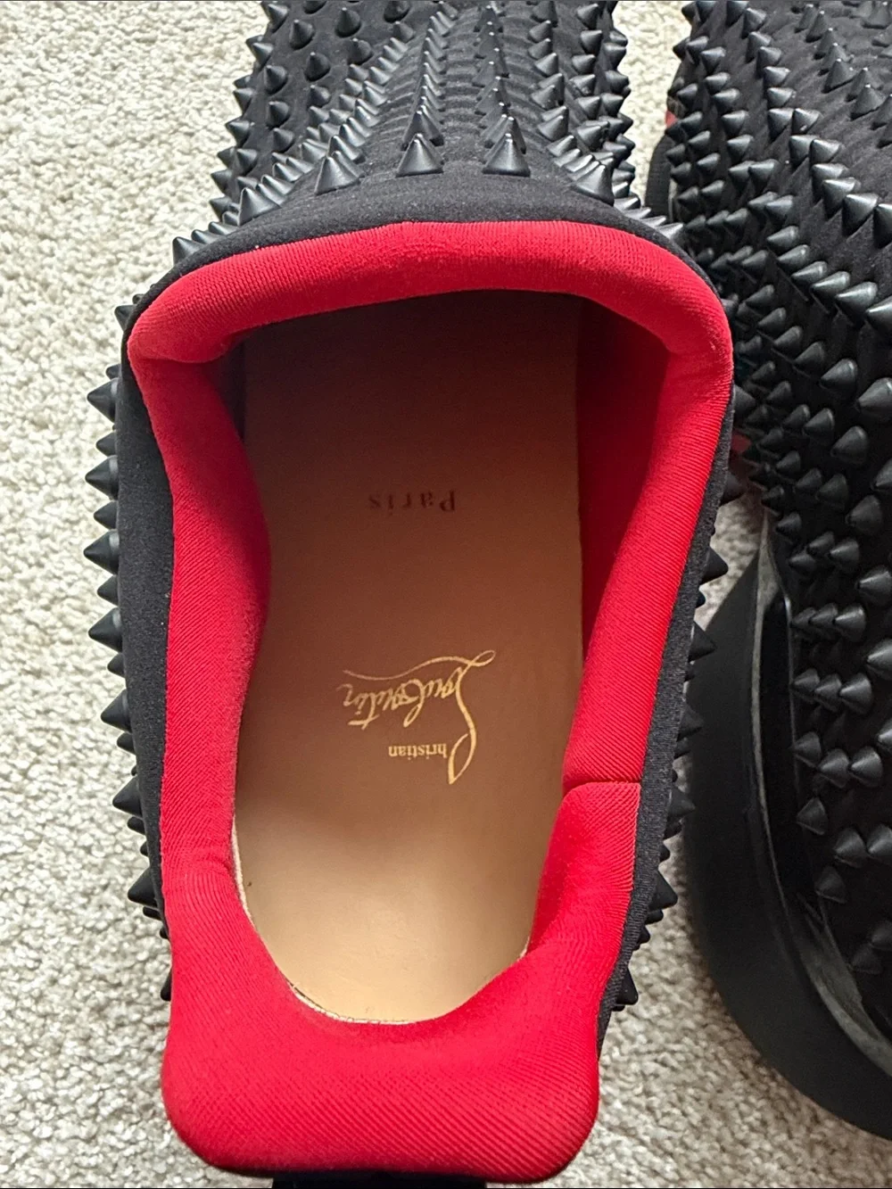 Black and Red Studded Slip-On Men’s Shoes